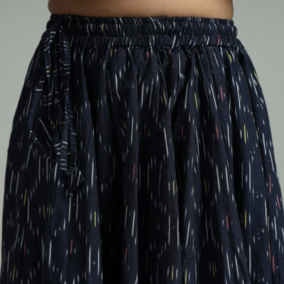 Blue - 24 Kali Cotton Pochampally Ikat Skirt 02
