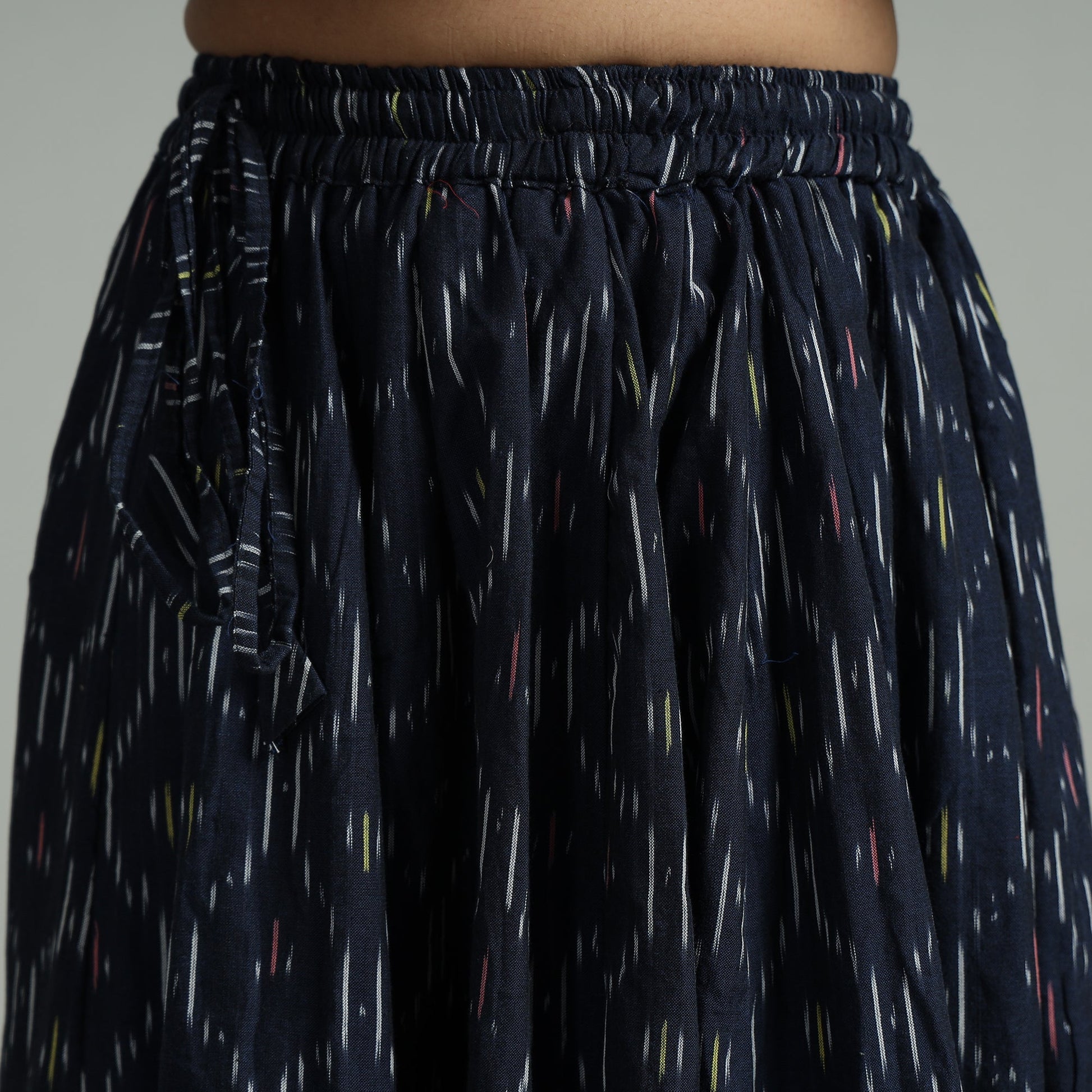 Blue - 24 Kali Cotton Pochampally Ikat Skirt 02