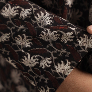 Black with Lianas Jaal - Bagru Block Printed Cotton Men Short Kurta
