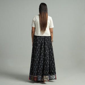 Black - 24 Kali Cotton Pochampally Ikat Skirt 05