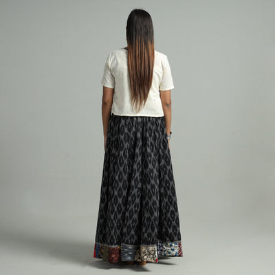 Black - 24 Kali Cotton Pochampally Ikat Skirt 05