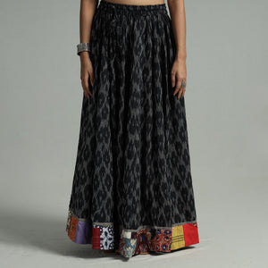 Black - 24 Kali Cotton Pochampally Ikat Skirt 05