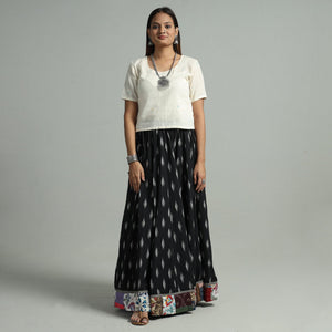Black - 24 Kali Cotton Pochampally Ikat Skirt 06