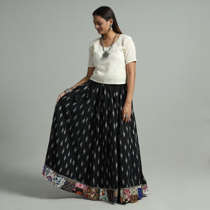 Black - 24 Kali Cotton Pochampally Ikat Skirt 06