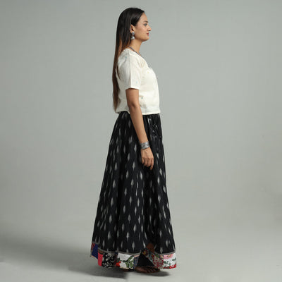 Black - 24 Kali Cotton Pochampally Ikat Skirt 06