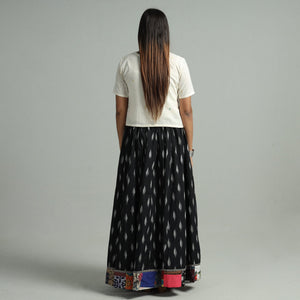 Black - 24 Kali Cotton Pochampally Ikat Skirt 06