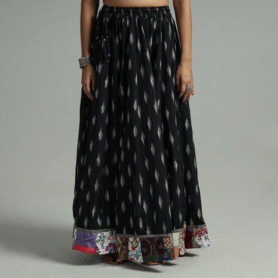 Black - 24 Kali Cotton Pochampally Ikat Skirt 06