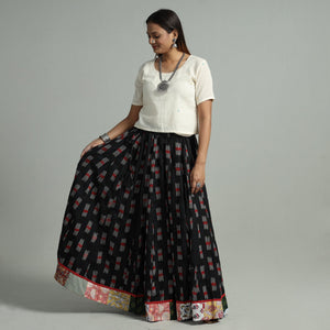 Black - 24 Kali Cotton Pochampally Ikat Skirt 07