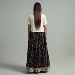 Black - 24 Kali Cotton Pochampally Ikat Skirt 07