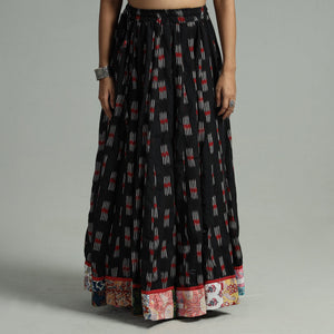 Black - 24 Kali Cotton Pochampally Ikat Skirt 07