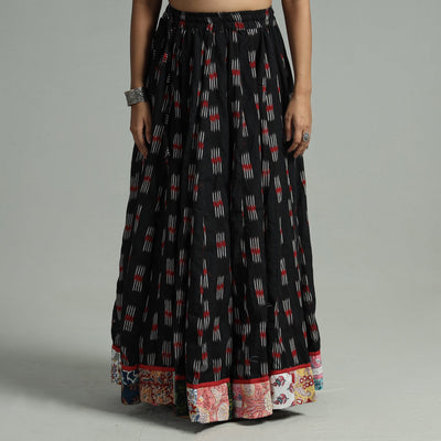 Black - 24 Kali Cotton Pochampally Ikat Skirt 07