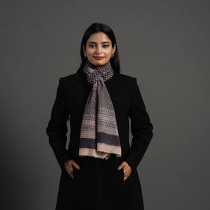 Black - Bagh Hand Block Printed Woollen Stole 04