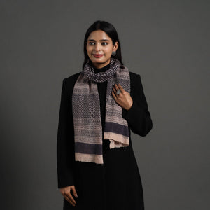 Black - Bagh Hand Block Printed Woollen Stole 04