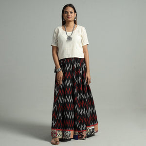 Black - 24 Kali Cotton Pochampally Ikat Skirt 08