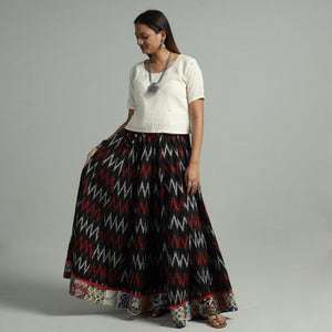 Black - 24 Kali Cotton Pochampally Ikat Skirt 08