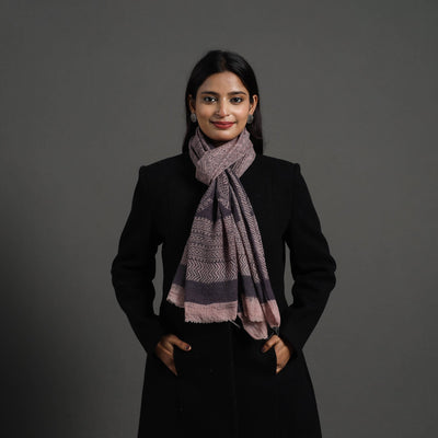 Black - Bagh Hand Block Printed Woollen Stole 05
