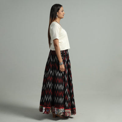 Black - 24 Kali Cotton Pochampally Ikat Skirt 08
