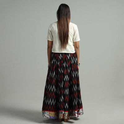 Black - 24 Kali Cotton Pochampally Ikat Skirt 08