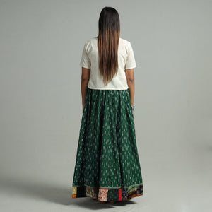 Green - 24 Kali Cotton Pochampally Ikat Skirt 09