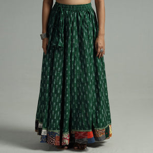 Green - 24 Kali Cotton Pochampally Ikat Skirt 09