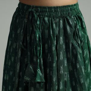 Green - 24 Kali Cotton Pochampally Ikat Skirt 09