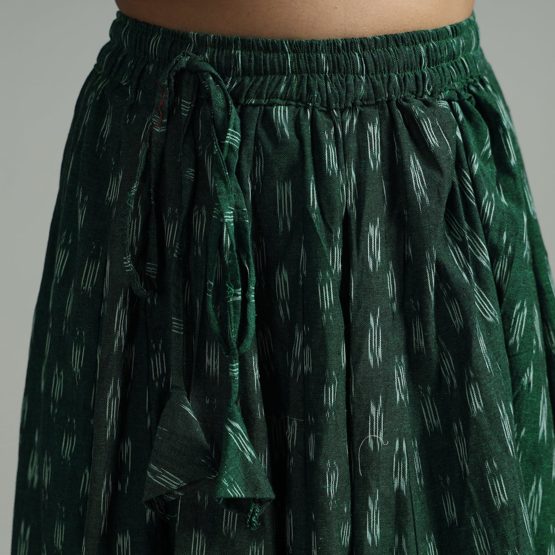 Green - 24 Kali Cotton Pochampally Ikat Skirt 09