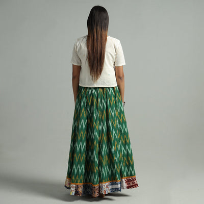 Green - 24 Kali Cotton Pochampally Ikat Skirt 11