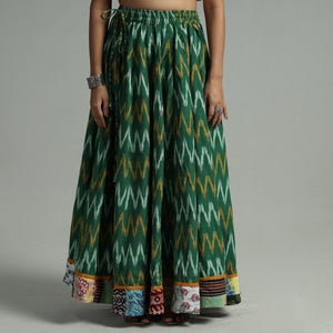 Green - 24 Kali Cotton Pochampally Ikat Skirt 11