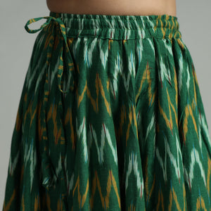 Green - 24 Kali Cotton Pochampally Ikat Skirt 11
