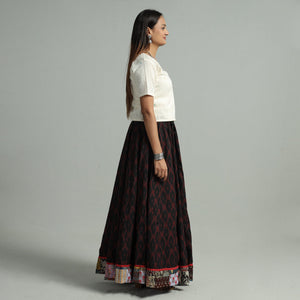 Black - 24 Kali Cotton Pochampally Ikat Skirt 15