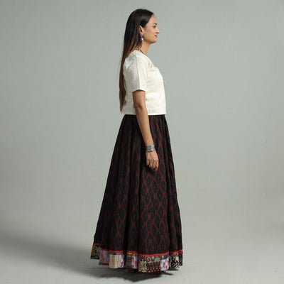 Black - 24 Kali Cotton Pochampally Ikat Skirt 15