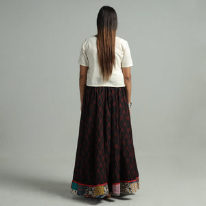 Black - 24 Kali Cotton Pochampally Ikat Skirt 15