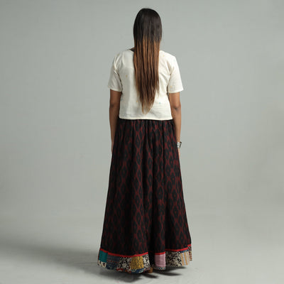 Black - 24 Kali Cotton Pochampally Ikat Skirt 15