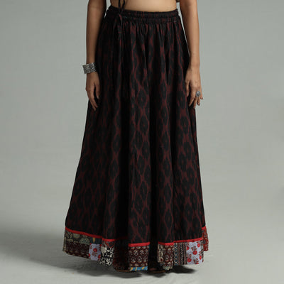 Black - 24 Kali Cotton Pochampally Ikat Skirt 15