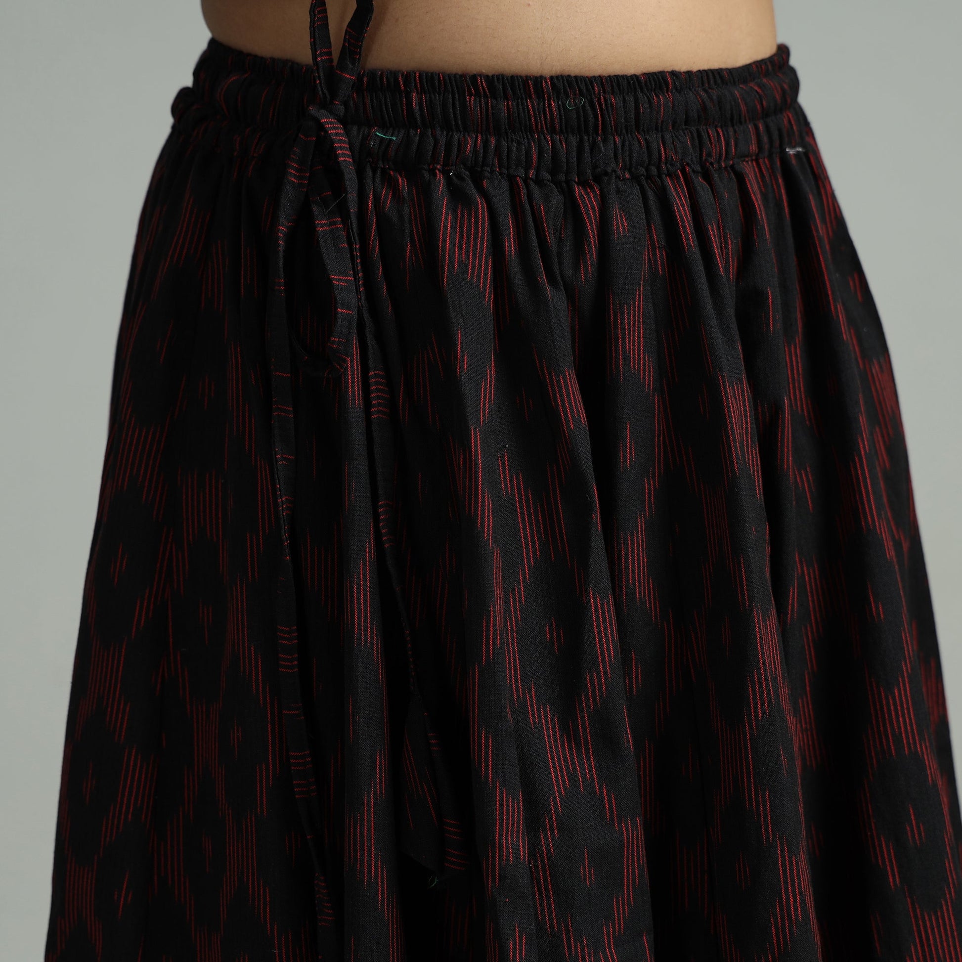 Black - 24 Kali Cotton Pochampally Ikat Skirt 15