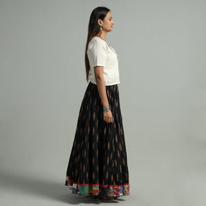 Black - 24 Kali Cotton Pochampally Ikat Skirt 16