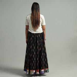 Black - 24 Kali Cotton Pochampally Ikat Skirt 16