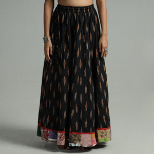 Black - 24 Kali Cotton Pochampally Ikat Skirt 16