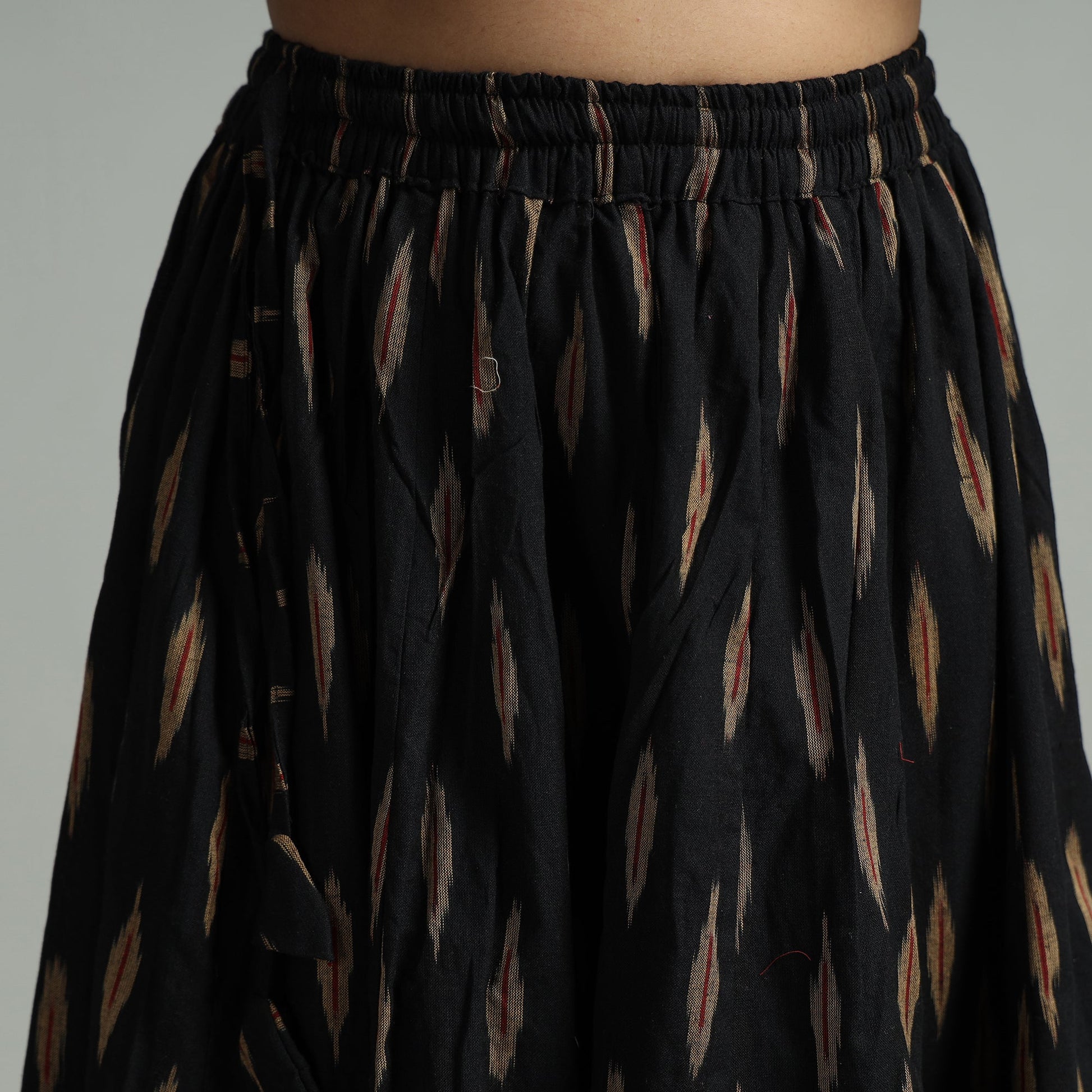 Black - 24 Kali Cotton Pochampally Ikat Skirt 16