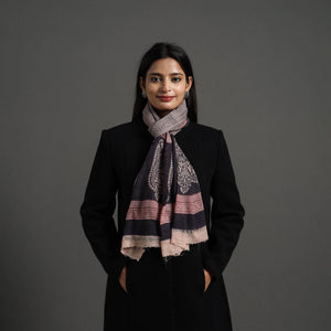 Black - Bagh Hand Block Printed Woollen Stole 20