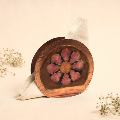 Brown - Copper Hand-Hammered Enamel Work Tissue Holder