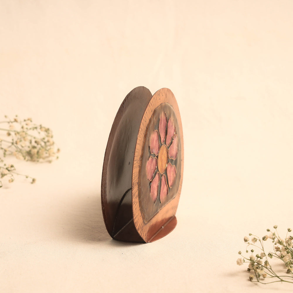 Brown - Copper Hand-Hammered Enamel Work Tissue Holder