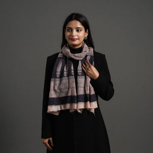 Black - Bagh Hand Block Printed Woollen Stole 26