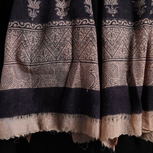 Black - Bagh Hand Block Printed Woollen Stole 26
