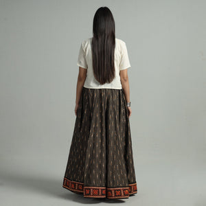 Brown - 24 Kali Cotton Pochampally Ikat Skirt 22