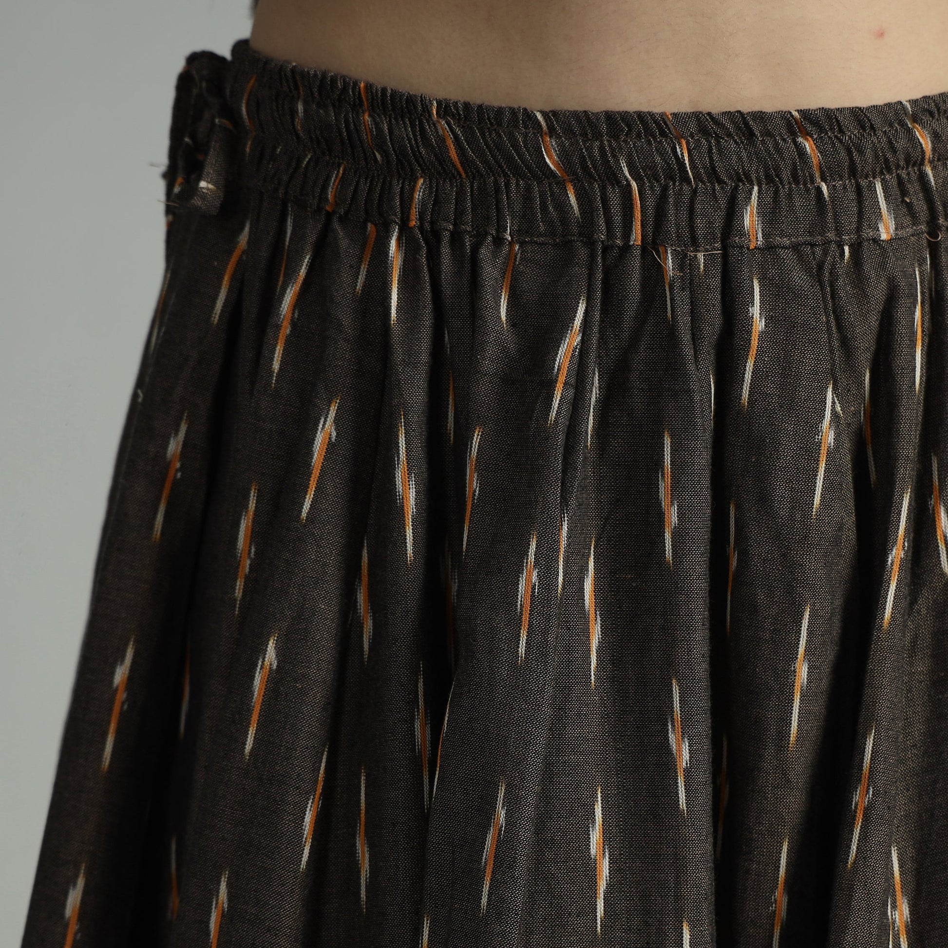 Brown - 24 Kali Cotton Pochampally Ikat Skirt 22