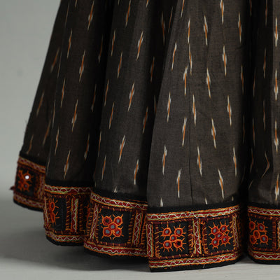 Brown - 24 Kali Cotton Pochampally Ikat Skirt 22