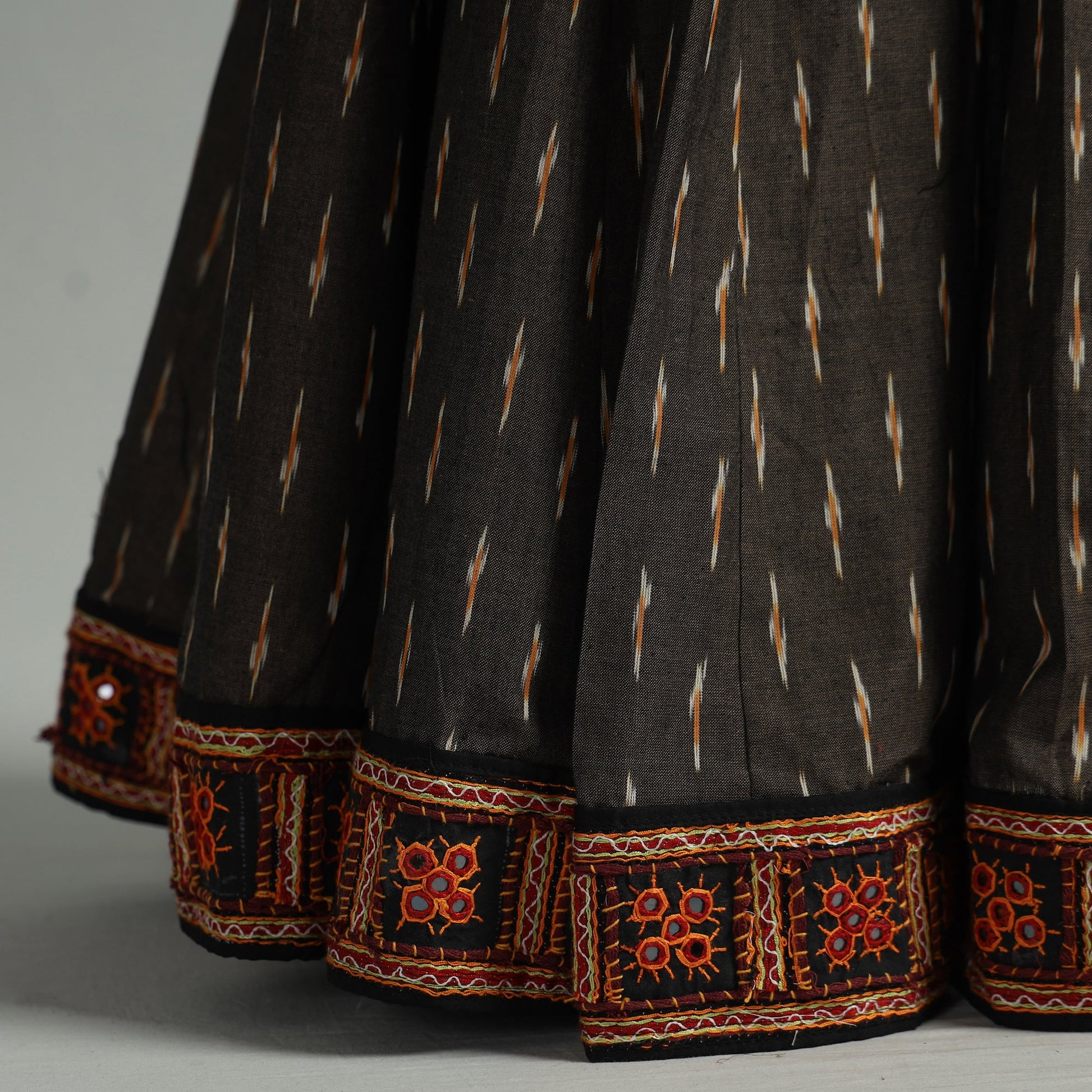 Brown - 24 Kali Cotton Pochampally Ikat Skirt 22