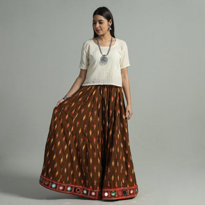Brown - 24 Kali Cotton Pochampally Ikat Skirt 25