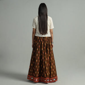 Brown - 24 Kali Cotton Pochampally Ikat Skirt 25